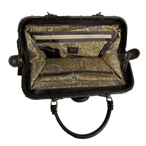 etienne aigner brown leather zip around flap large tote bag Purse - Picture 5 of 16